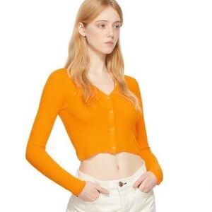 Rag & Bone Soleil Ribbed Cotton-Blend Cardigan - Marigold